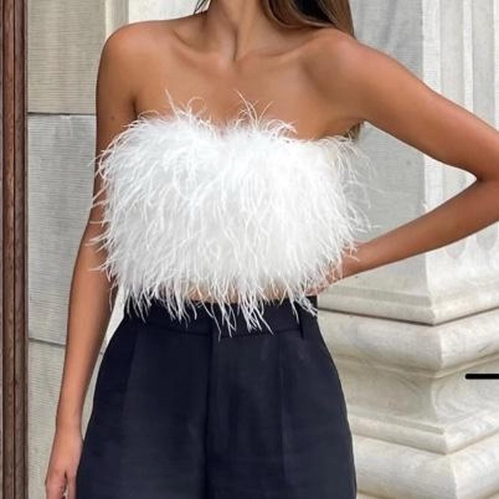 White Feather Tube Top